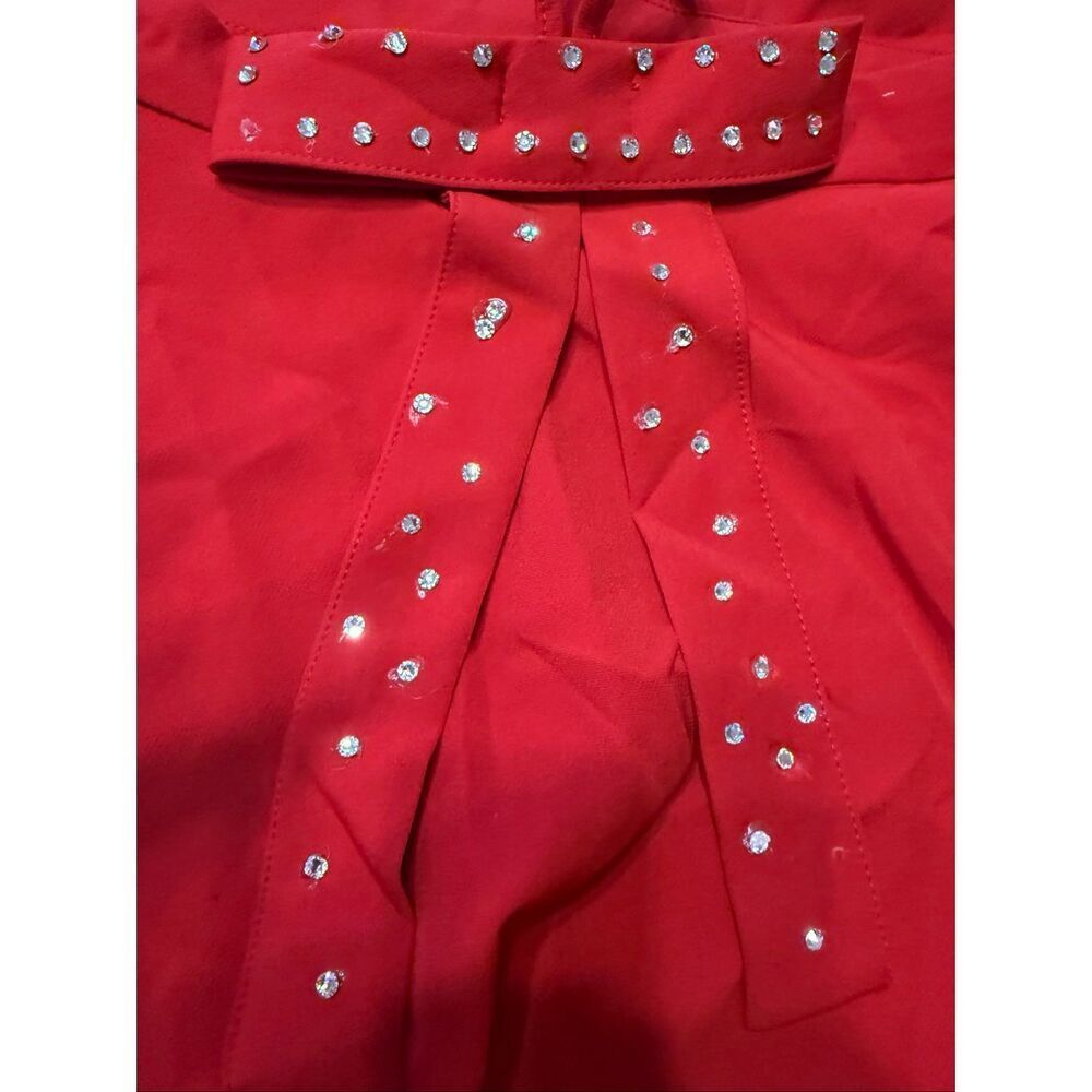 Zara | V-Neck Spaghetti Strap Mini Red Skater Dress | Size M | Fit & Flare - Picture 4 of 10